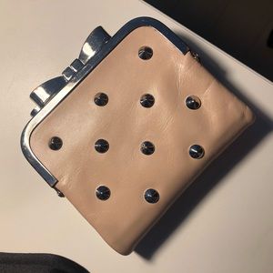 Studded Leather Wallet with Bow Clasps